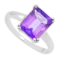 925 silver 4.02cts faceted natural purple amethyst octagan ring size 6 u35803
