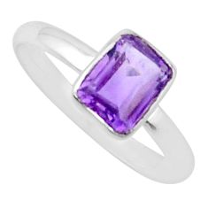 925 silver 2.06cts faceted natural purple amethyst octagan ring size 8 u35304