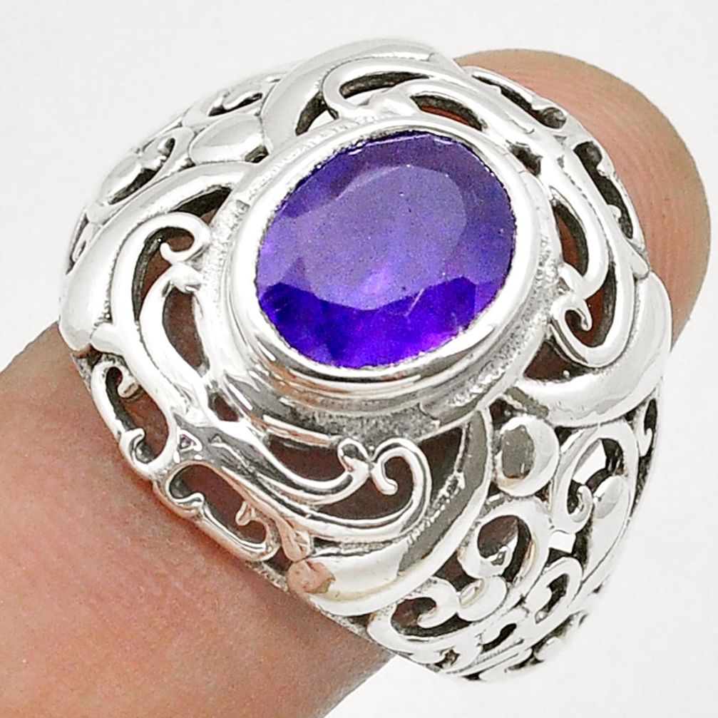 925 silver 4.13cts faceted natural purple amethyst oval mens ring size 11 u72032
