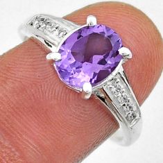 925 silver 3.18cts faceted natural purple amethyst oval topaz ring size 7 y25105