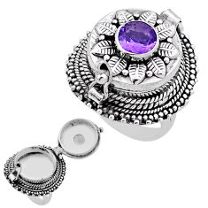 925 silver 2.10cts faceted natural purple amethyst poison box ring size 7 n43726