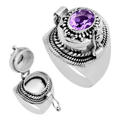 925 silver 2.12cts faceted natural purple amethyst poison box ring size 7 n43758
