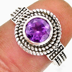 925 silver 2.64cts faceted natural purple amethyst round ring size 7.5 y78855
