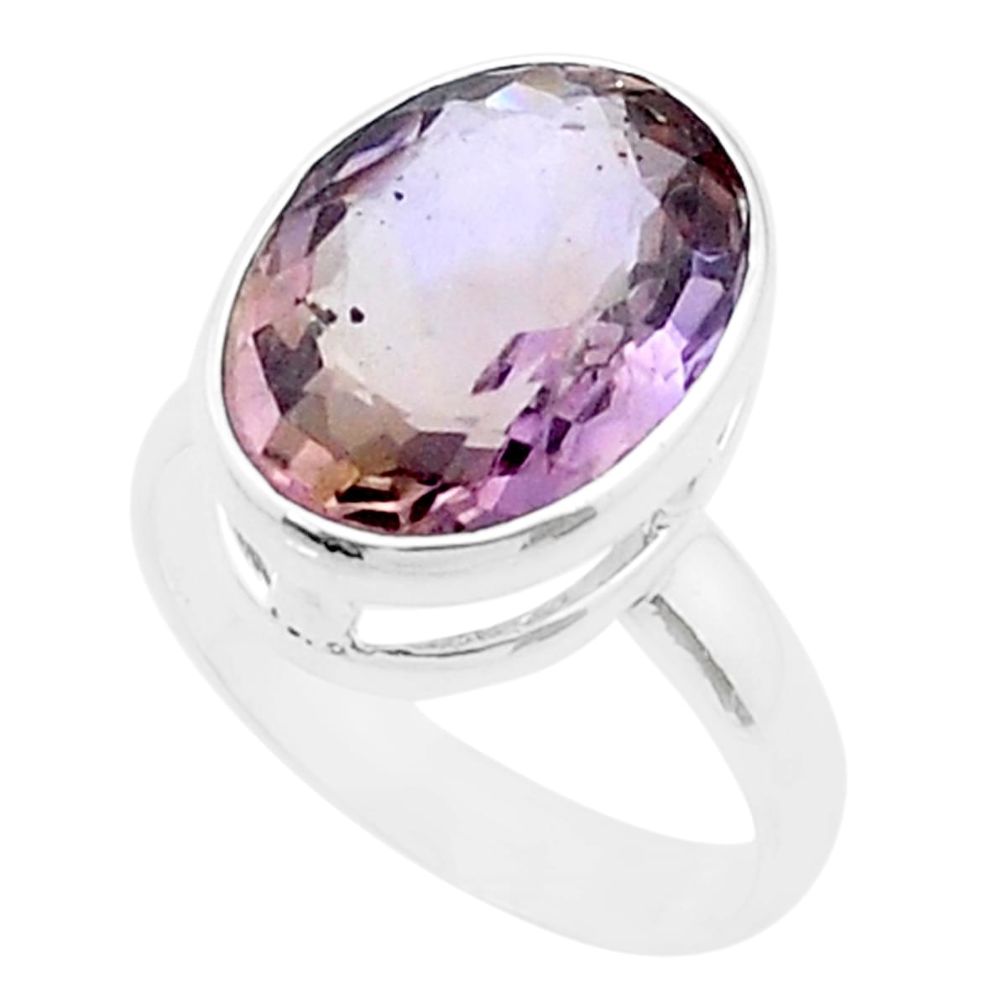 925 silver 8.36cts faceted natural purple ametrine oval ring size 8 u42769