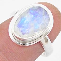 925 silver 4.98cts faceted natural rainbow moonstone fancy ring size 7.5 u46475