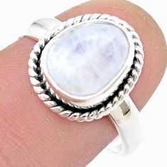 925 silver 4.82cts faceted natural rainbow moonstone fancy ring size 8.5 u46482