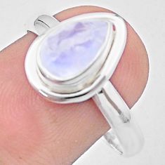 925 silver 2.49cts faceted natural rainbow moonstone pear ring size 9 u34327
