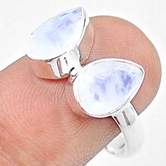 925 silver 4.60cts faceted natural rainbow moonstone pear ring size 7.5 u34260