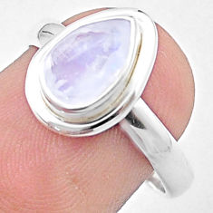 925 silver 2.53cts faceted natural rainbow moonstone pear ring size 7.5 u34337