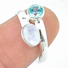 925 silver 2.42cts faceted natural rainbow moonstone topaz ring size 7.5 u36536