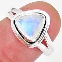 925 silver 3.09cts faceted natural rainbow moonstone trillion ring size 7 y16336