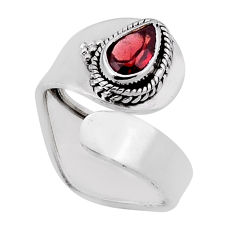 925 silver 1.41cts faceted natural red garnet adjustable ring size 6.5 n35458