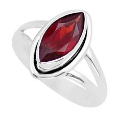 925 silver 4.49cts faceted natural red garnet marquise ring size 7.5 y16320