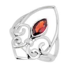 925 silver 1.94cts faceted natural red garnet marquise shape ring size 6 y46077