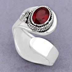 925 silver 2.01cts faceted natural red garnet oval adjustable ring size 8 y75375