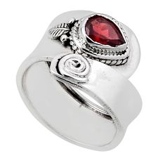925 silver 1.42cts faceted natural red garnet pear adjustable ring size 6 n35456