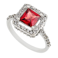 925 silver 3.30cts faceted natural red garnet square topaz ring size 9 y93857