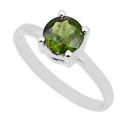 925 silver 2.03cts faceted natural sphene (titanite) round ring size 8 y1763