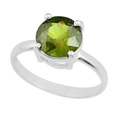 925 silver 2.70cts faceted natural sphene (titanite) round ring size 5.5 y25855