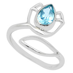 925 silver 2.12cts faceted natural topaz adjustable lotus ring size 7 u75589