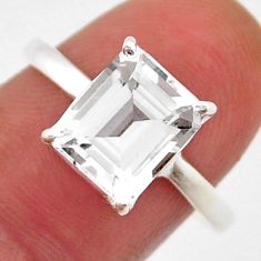 925 silver 3.85cts faceted natural white danburite faceted ring size 8.5 y25474