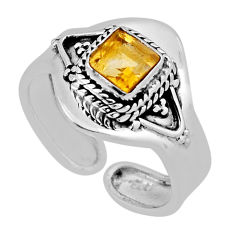925 silver 0.87cts faceted natural yellow citrine adjustable ring size 7 n37983