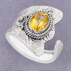 925 silver 2.02cts faceted natural yellow citrine adjustable ring size 7 y75364