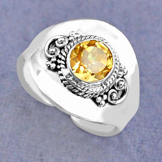 925 silver 2.47cts faceted natural yellow citrine adjustable ring size 8 y26657