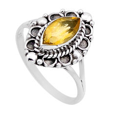 925 silver 2.42cts faceted natural yellow citrine marquise ring size 7 n52623