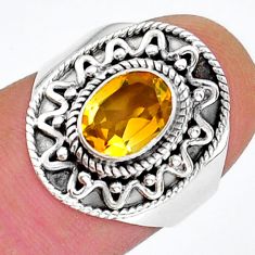 925 silver 2.09cts faceted natural yellow citrine oval ring size 6.5 y17634