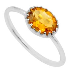 925 silver 1.94cts faceted natural yellow citrine oval shape ring size 8 u35198