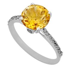 925 silver 5.81cts faceted natural yellow citrine round topaz ring size 8 y93872