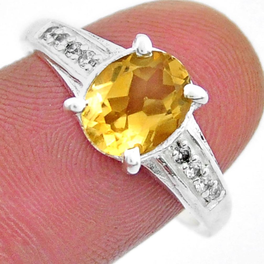 925 silver 3.08cts faceted natural yellow citrine topaz ring size 8.5 y25109