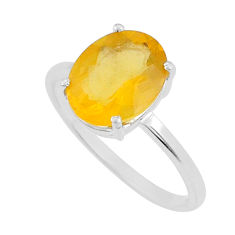 925 silver 3.70cts faceted natural yellow mexican fire opal ring size 8.5 y25583