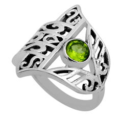 925 silver 0.84cts faceted peridot round hand of god hamsa ring size 6.5 n28584