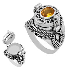 925 silver 1.81cts faceted yellow citrine oval poison box ring size 8.5 n39144
