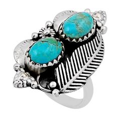 925 silver 4.37cts feather green arizona mohave turquoise ring size 5.5 n34137