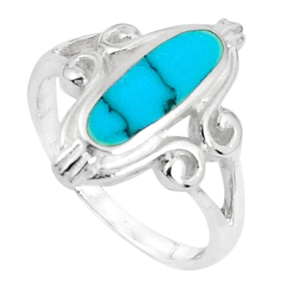 925 silver 3.69gms fine blue turquoise enamel ring size 6.5 a95637 c13153