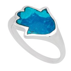 925 silver 4.26gms fine green turquoise hand of god hamsa ring size 9 y83191
