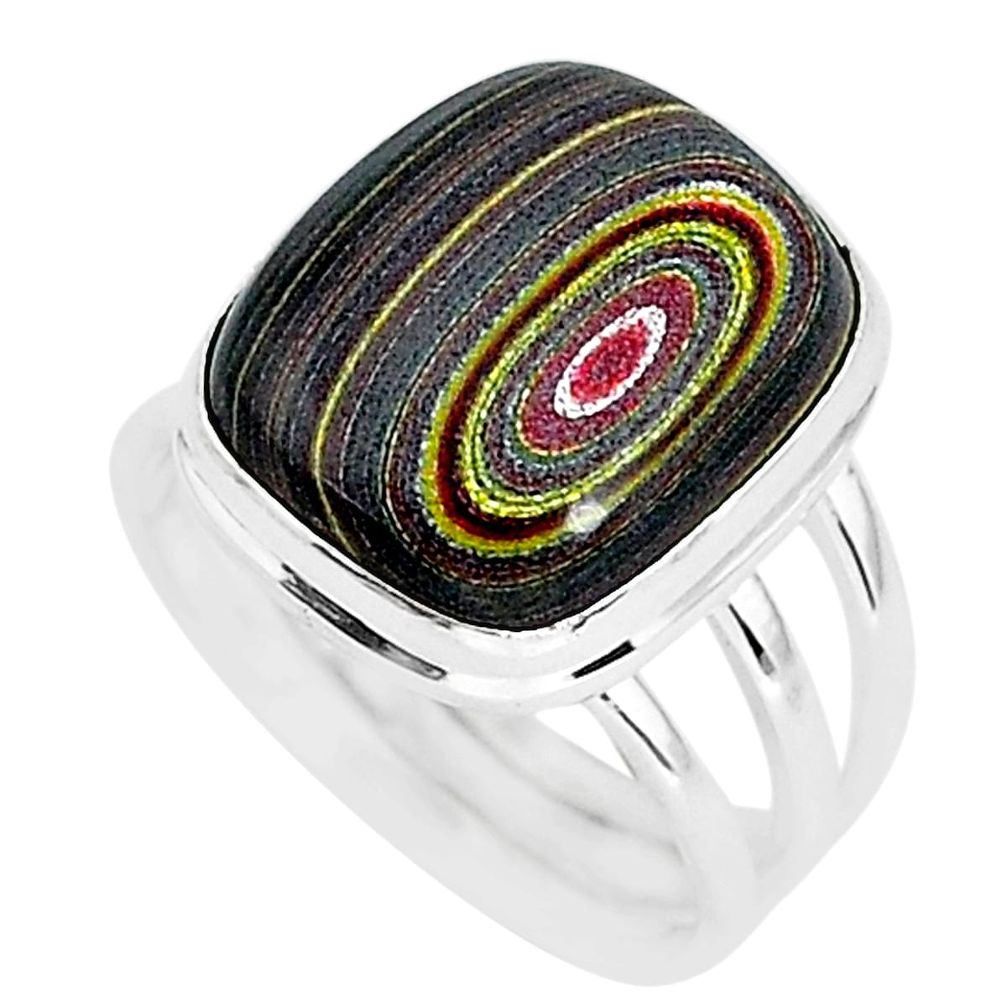 925 silver 9.32cts fordite detroit agate solitaire ring jewelry size 8.5 r92792