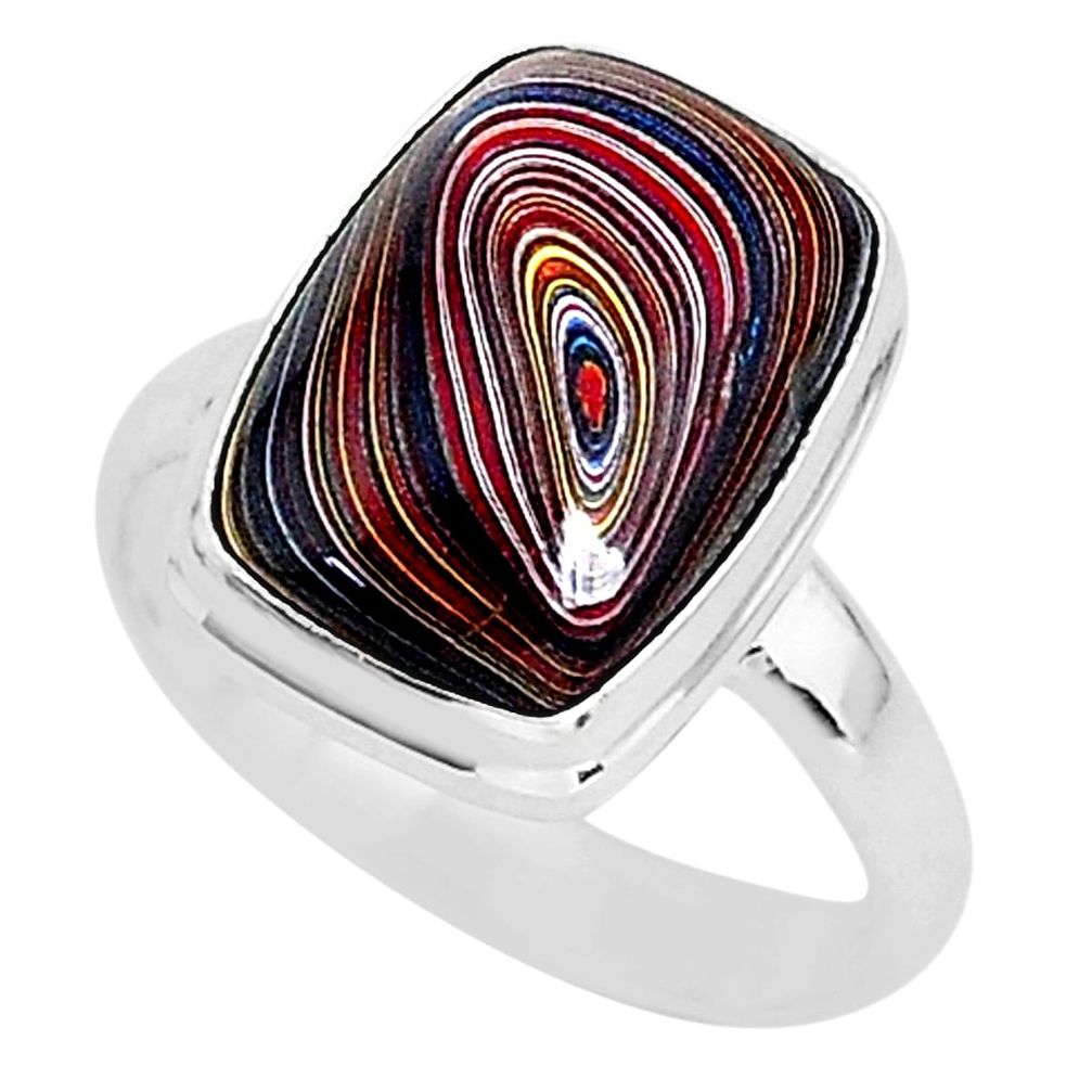 925 silver 6.70cts fordite detroit agate solitaire handmade ring size 8.5 r92818