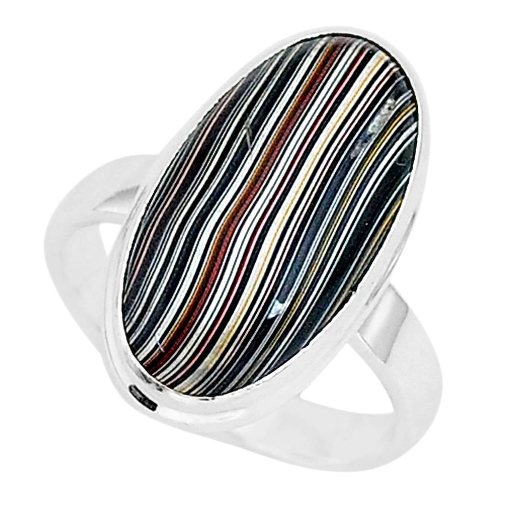925 silver 6.85cts fordite detroit agate solitaire ring jewelry size 8 r92799