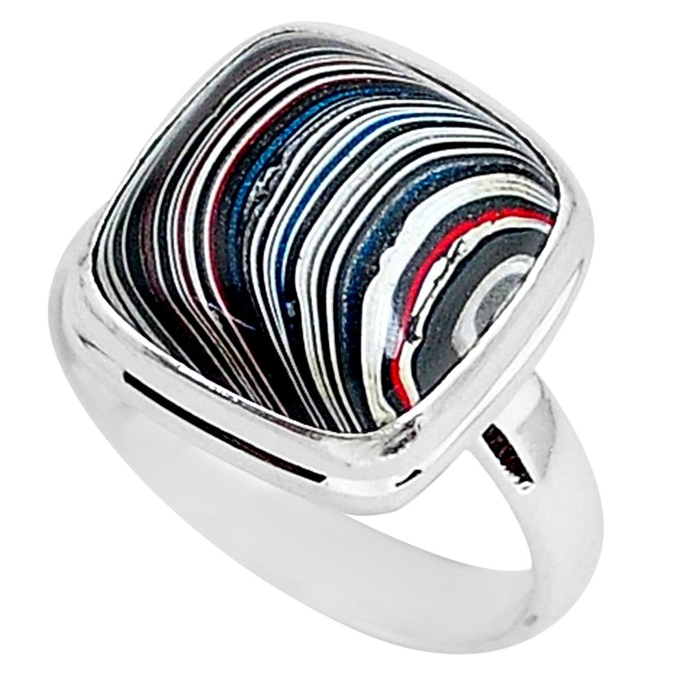 925 silver 7.65cts fordite detroit agate solitaire handmade ring size 8 r92899
