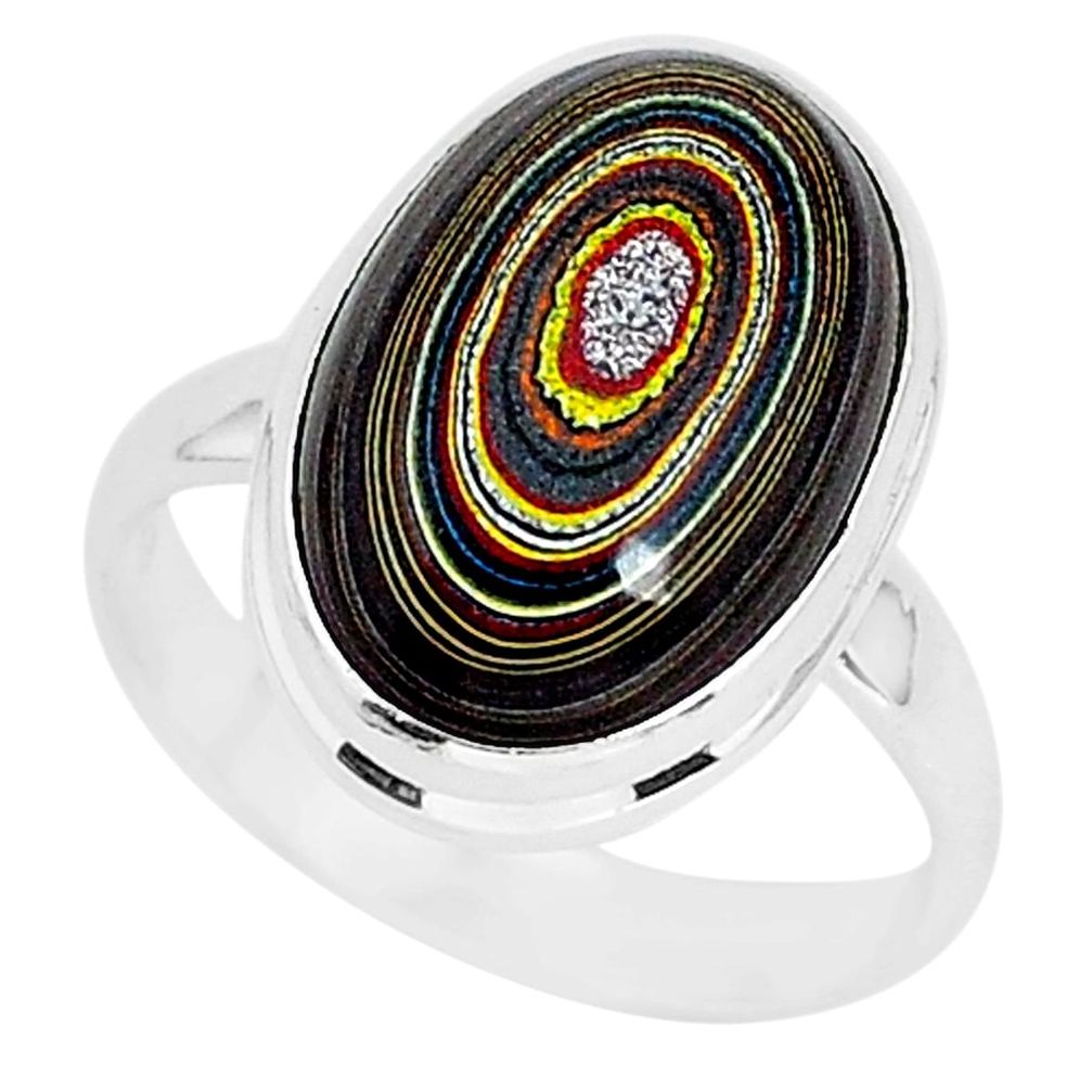 925 silver 7.24cts fordite detroit agate solitaire ring jewelry size 9 r92788