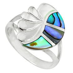 925 silver green abalone paua seashell enamel ring jewelry size 6 a58897 c13278
