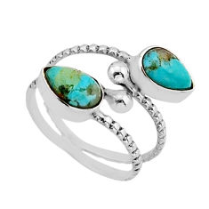 925 silver 3.59cts green arizona mohave turquoise adjustable ring size 7 y79407