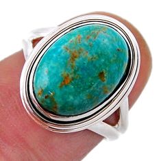 925 silver 6.43cts green arizona mohave turquoise oval ring size 5.5 n48199