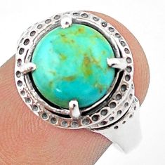925 silver 4.91cts green arizona mohave turquoise round mens ring size 7 u24295