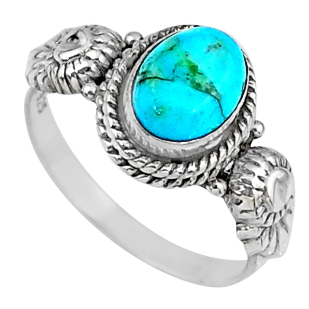 925 silver 1.96cts green arizona mohave turquoise solitaire ring size 6.5 r57368