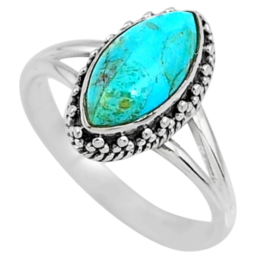 925 silver 2.57cts green arizona mohave turquoise solitaire ring size 7.5 r57389